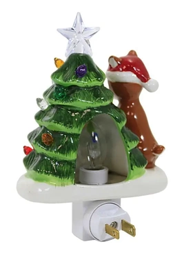 ul美规旋转插头圣诞节鲁道夫树脂圣诞树夜灯灯墙壁氛围灯