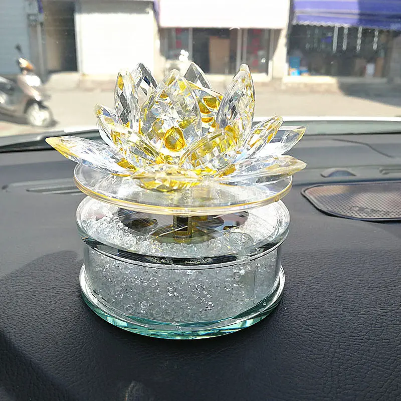 水晶汽车座莲花车上水晶瓶 车用车内饰品摆件