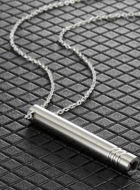 冥想正念呼吸吊坠项链钛钢饰品长管螺纹口哨东莞源头