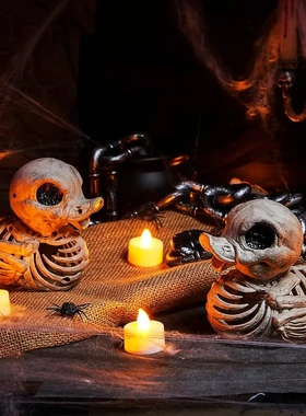 新款万圣节骷髅小鸭子骨架家居室内外装饰品节日场景布置摆件