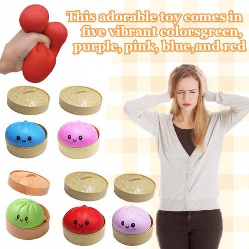 彩色回弹仿真包子捏捏乐解压玩具扭扭玩具Dumpling Squishies Toy