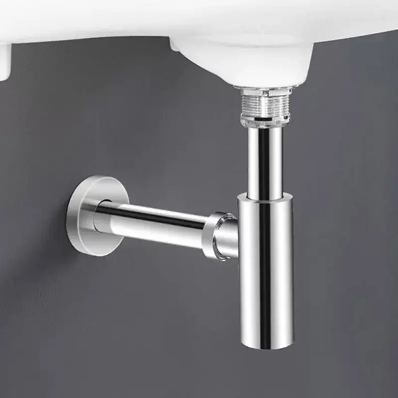 墙排下水管面盆专用304不锈钢入墙式排水配件连接器去水隔气防臭