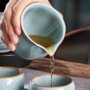 汉唐青瓷公道杯陶瓷可养开片功夫茶具分茶器泡茶家用办公公杯茶海