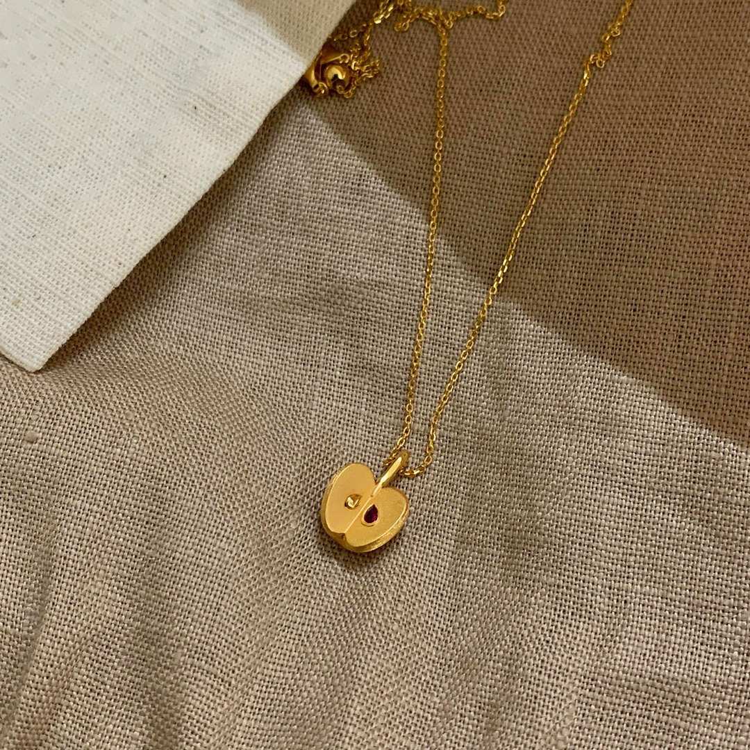 平安夜金色拉丝苹果项链女