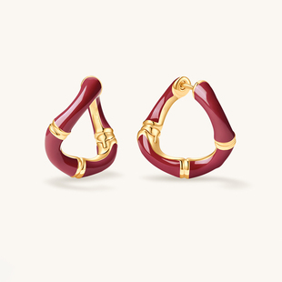 新年鸿运竹节耳环女款 耳饰 气质独特本命年红色耳钉小众高级感时尚