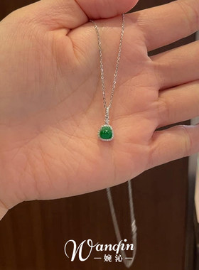 新中式祖母绿钱袋子项链女