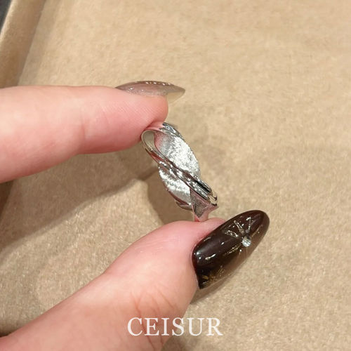 极简主义~银色拉丝绕线戒指女
