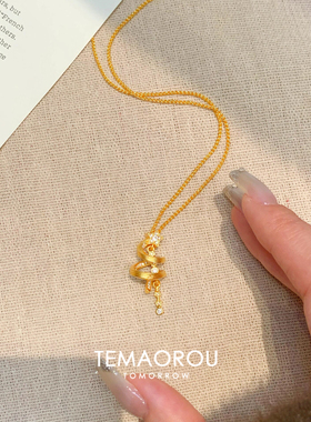 圣诞限定！金色飘带圣诞树项链女