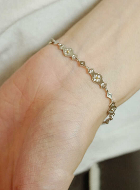 中古银色拉丝雏菊手链女