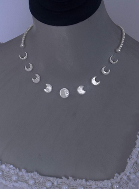 清冷感月牙仿珍珠项链女