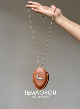 秋冬咖色皮绳腊肠狗项链女