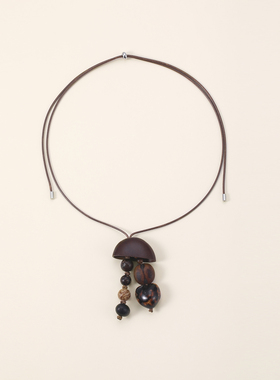 复古果实串珠流苏吊坠项链女