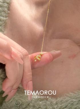 圣诞金色星星飘带许愿树项链女