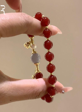 新年仿红玛瑙串珠手链女