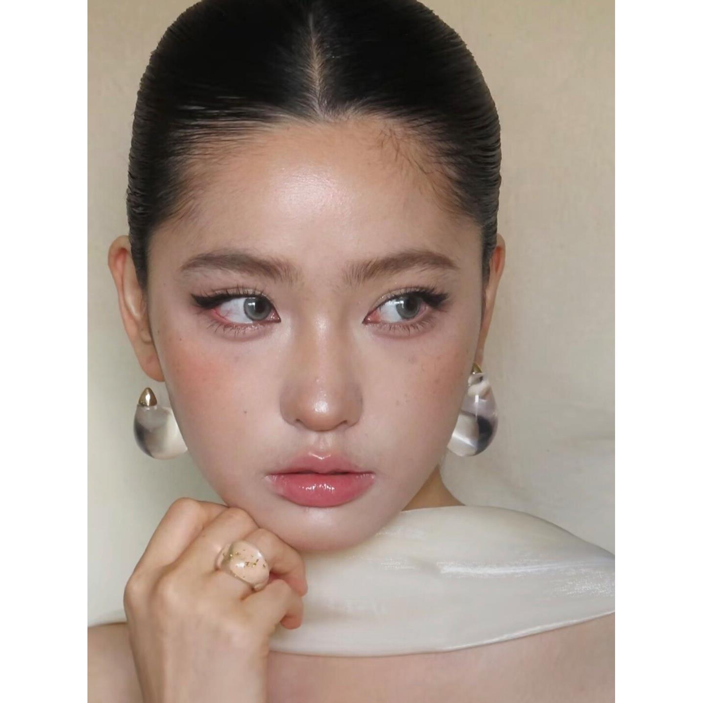 欧美冷淡风冰透树脂水滴耳钉女款独特夸张百搭时尚耳环高级感耳饰