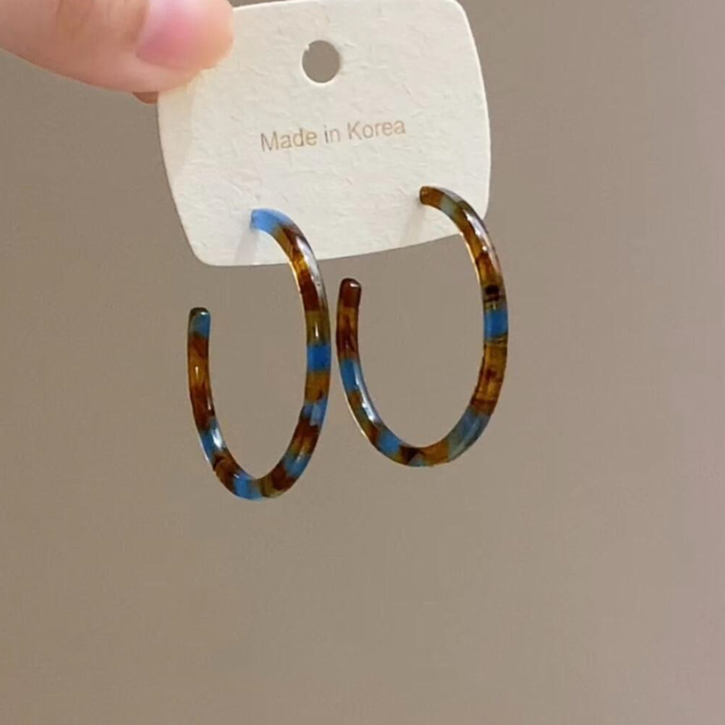 秋冬港风琥珀色几何耳环女款百搭时尚耳钉轻奢小众耳圈高级感耳饰