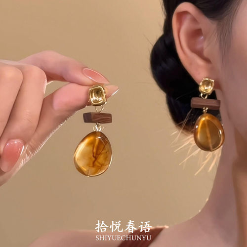 复古美拉德几何吊坠耳钉女