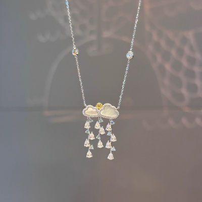 仿贝母云朵雨滴流苏项链女颈链