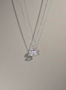 银色爆闪木马项链女颈链