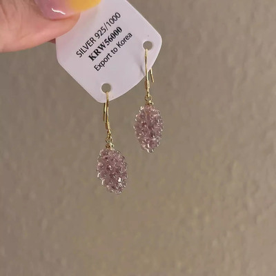甜美紫色葡萄串珠耳环女