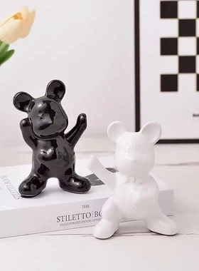 简约轻奢创意书档摆件酒柜客厅玄关书柜陶瓷桌面立体装饰品