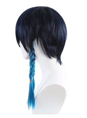 原神温迪 venti 渐变蓝色辫子反翘造型款os假发