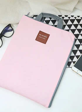 韩国拉链多功能多层a4文件袋手提ip电脑包手机牛津帆布公文包