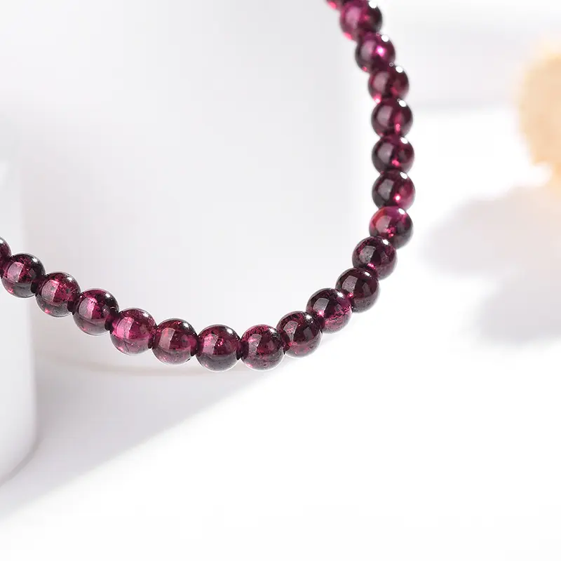 天然巴西紫牙乌石榴石手链玫紫色水晶礼物女款多圈手串市场供应商