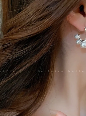 银针复古白色花朵贝母珍珠耳环简约气质耳钉法式轻奢高级感耳饰女