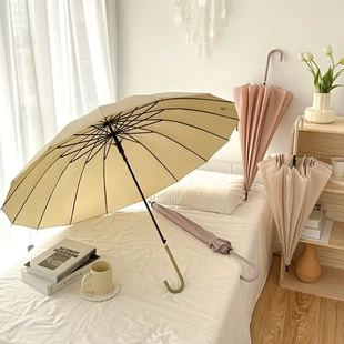 加大105m16骨长柄雨伞复古半自动高级感晴雨两用太阳伞抗风