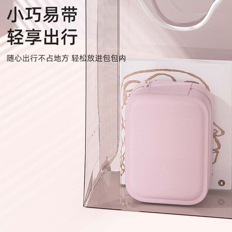 化妆品收纳盒带灯镜子一体梳妆台桌面护肤品整理箱防尘便携随身盒