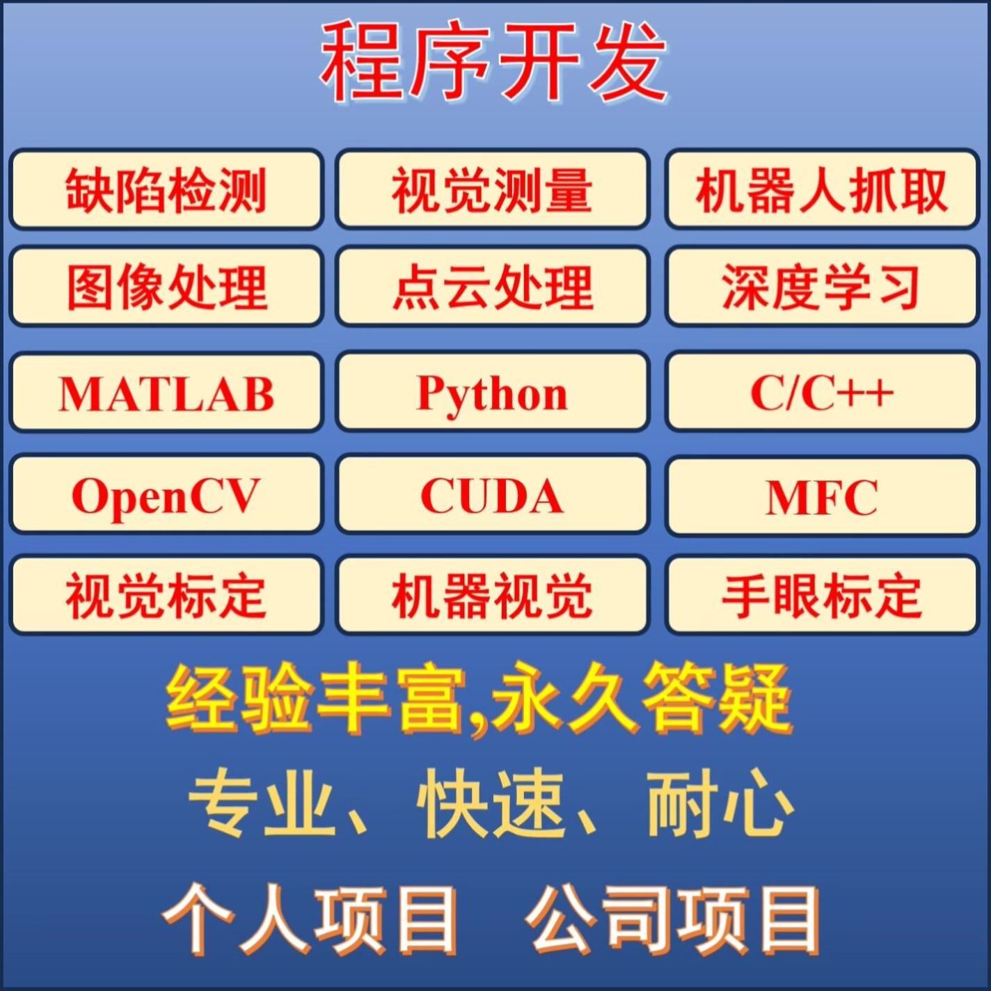 图像处理/3D视觉/软件开发/C++/Matlab/Python/Opencv