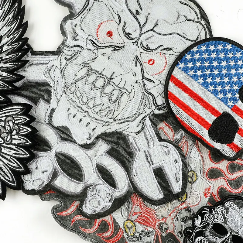 电脑绣花标骷髅头服装个性朋克风鬼头刺绣布贴