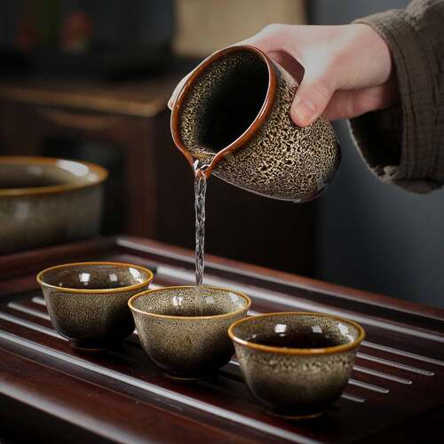 窑变金兔毫家用整套陶瓷泡茶壶茶具套装喝茶功夫茶杯客厅