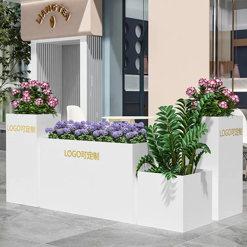 户外铁艺花箱组合售楼部商业街广场不锈钢室外长方形花坛围栏栅栏