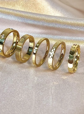 2025新款钛钢不掉色素圈戒指女轻奢小众设计高级感食指戒尾戒