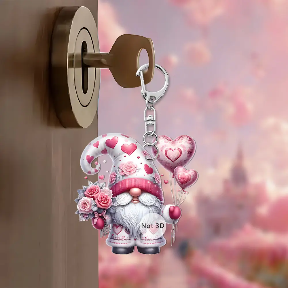 情人节可爱卡通粉色爱心老爷爷2d平面亚克力背包挂链挂件