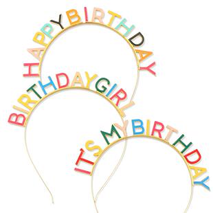 BRTHDAY 欧美生日派对发箍 滴彩色字女母生日 FMY FG208 ITI油