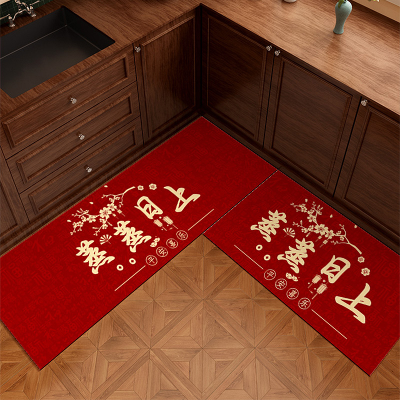 红色脚垫厨房专用地垫防滑防油