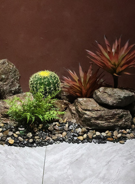 PU仿真棕色松脂岩石植物造景装饰