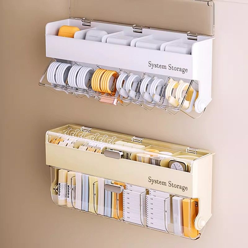 多功能数据线收纳盒家用壁挂式手机充电器数据线电源线整理大容量