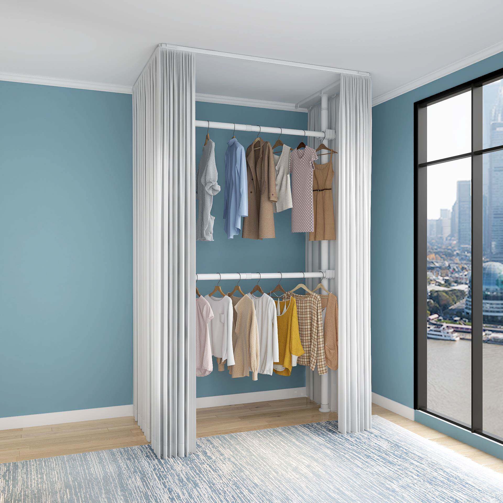 简易衣柜挂衣柜开 放式全挂收纳挂式钢架结构金属框架租房组装衣