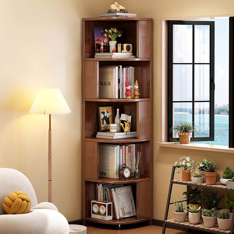 实木角柜靠墙置物架拐角收纳层架客厅卧室转角书架家用多层储物边