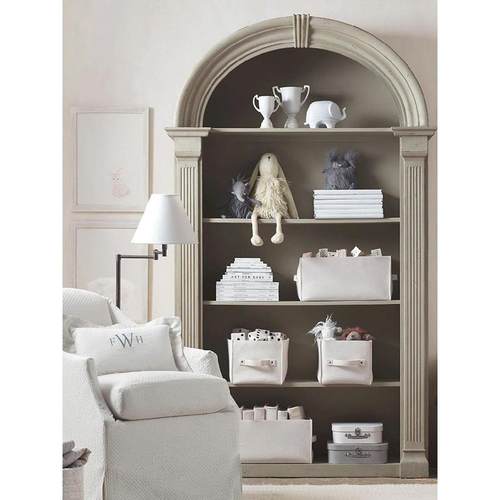 美式实木书柜书架白色落地手办展示柜置物架收纳柜儿童书橱卧室