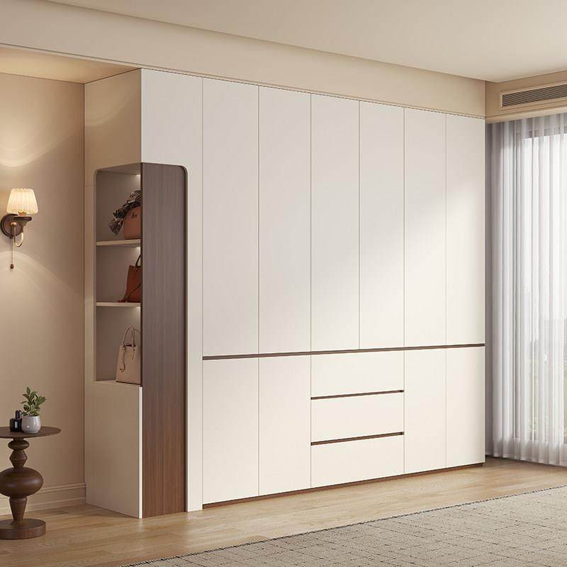 实木衣柜定制全橡木新款2025爆款卧室家用分段式免拉手北欧大衣橱