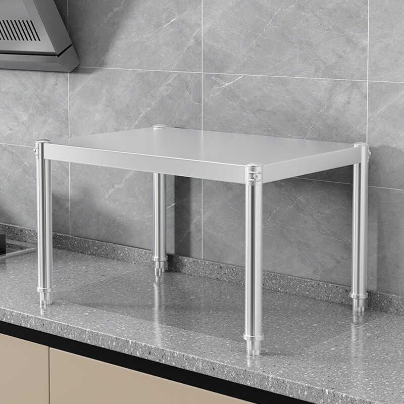 厨房不锈钢置物架台面加高一层微波炉烤箱升高单层多功能家用架子