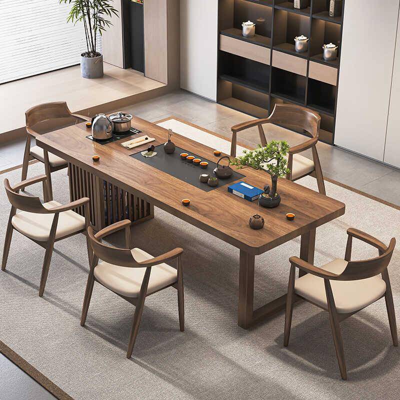 新中式实木茶台茶桌椅组合功夫现代简约办公家用客厅阳台泡茶桌子