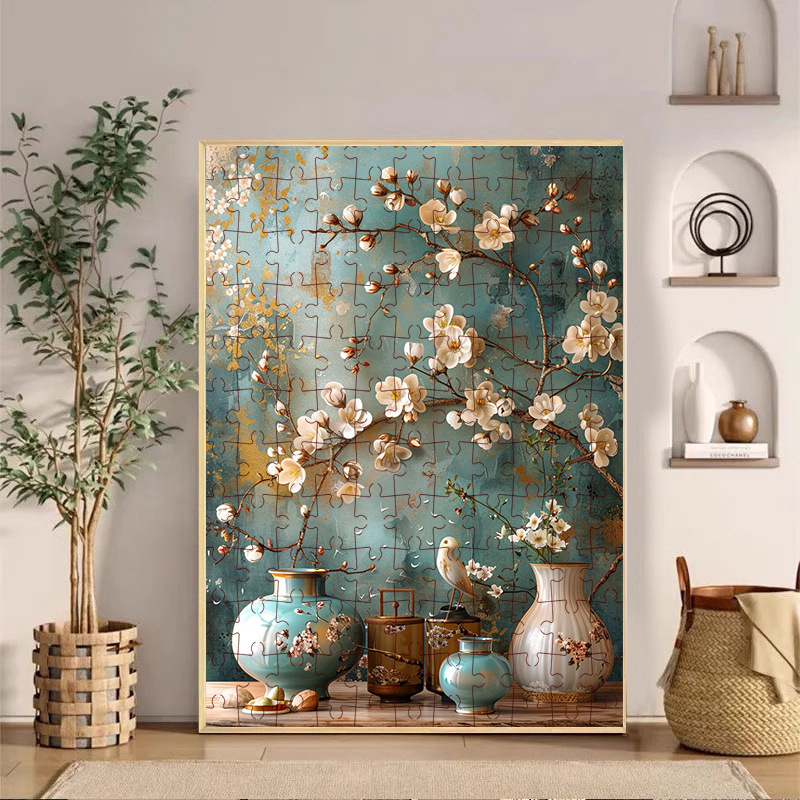 国风花鸟阁楼木质拼图成人