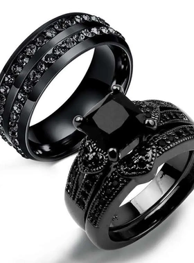 wish欧美 新款情侣锆石戒指女 镶钻简约时尚个性戒指男首饰合金