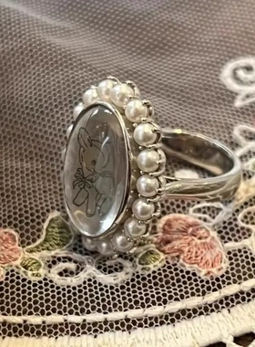 娜娜同款韩系珍珠戒指女小众精致时尚百搭可爱叠戴食指戒指/指环